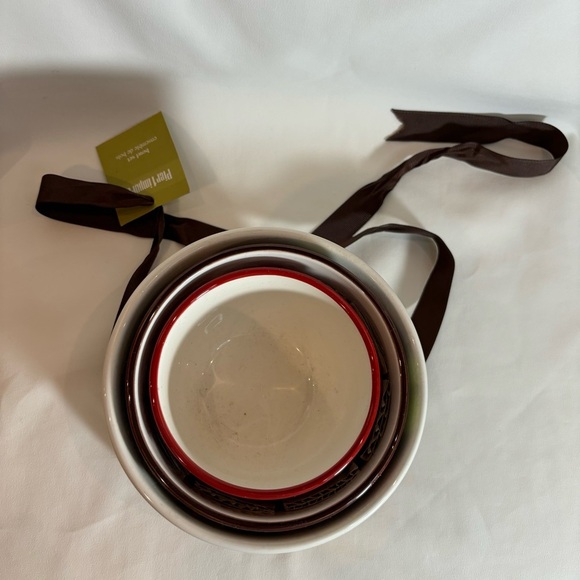 PIER 1 IMPORTS 3 Nestled Ceramic Bowls Owls Leafs Dots NEW WITH TAG - Picture 3 of 12